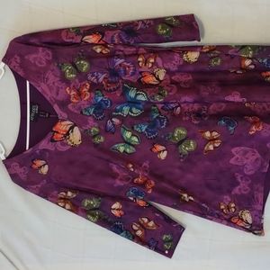 Butterfly Blouse, Long, Lined Sz 10, NWT